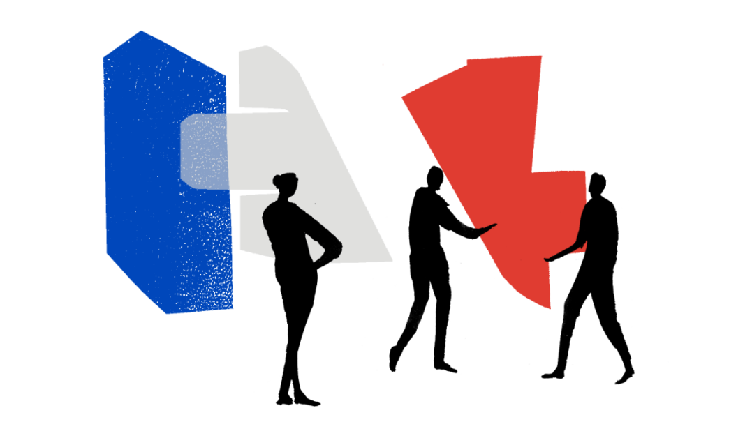illustration of figures carrying shapes